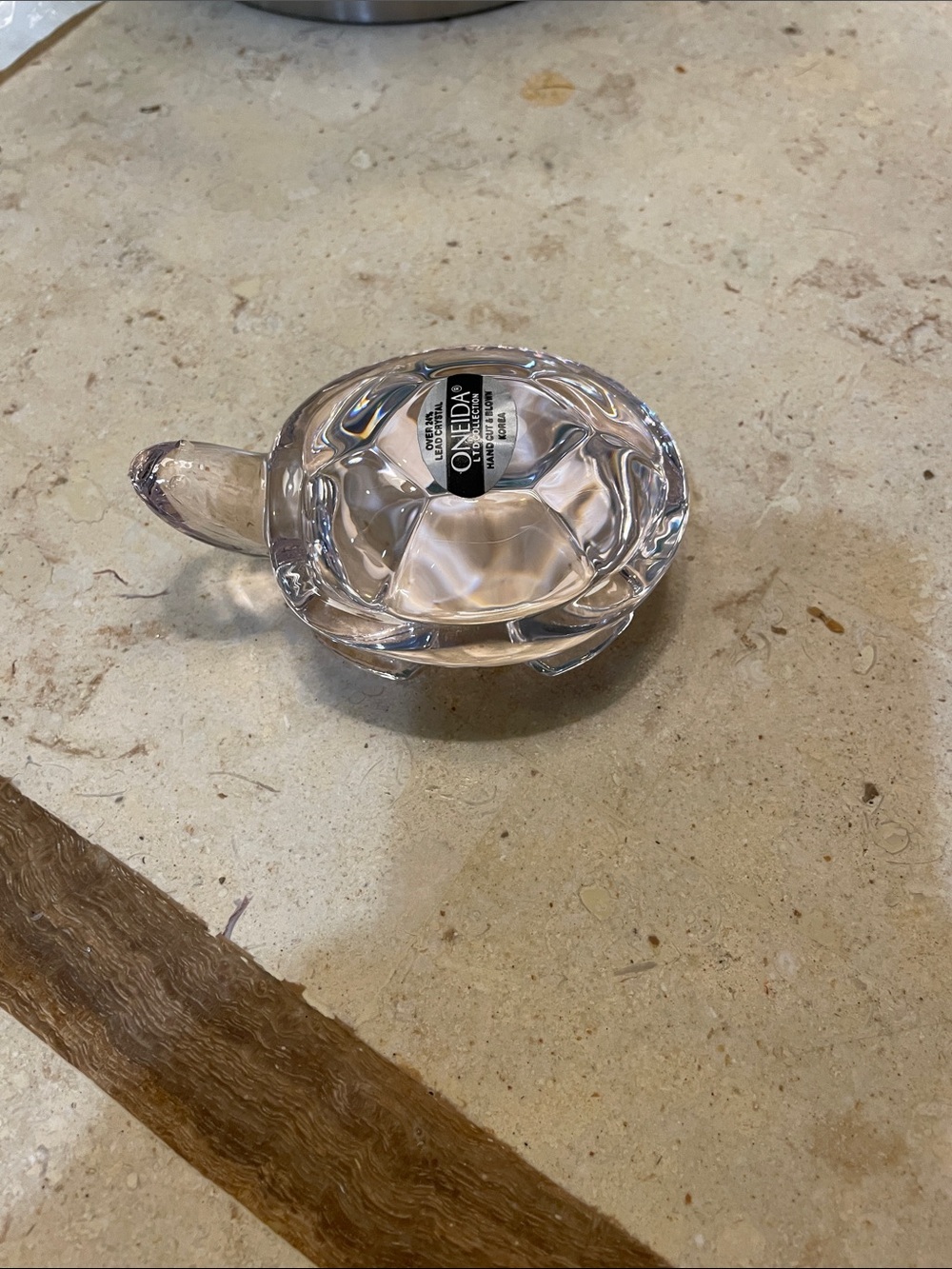 Oneida Clear pale pink Glass Turtle Paperweight Figurine